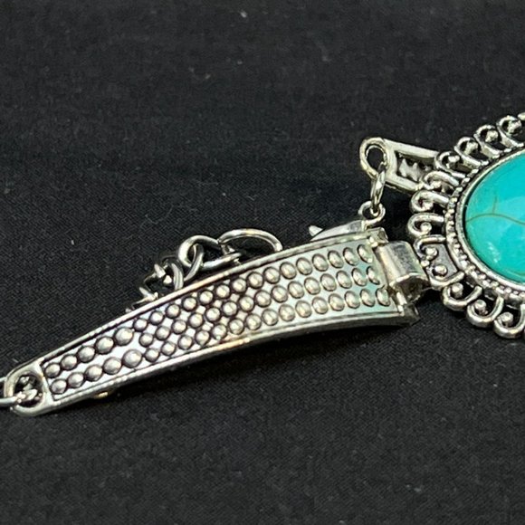 Vintage Silver Tone Faux Turquois Bracelet (4055) - Picture 2 of 8